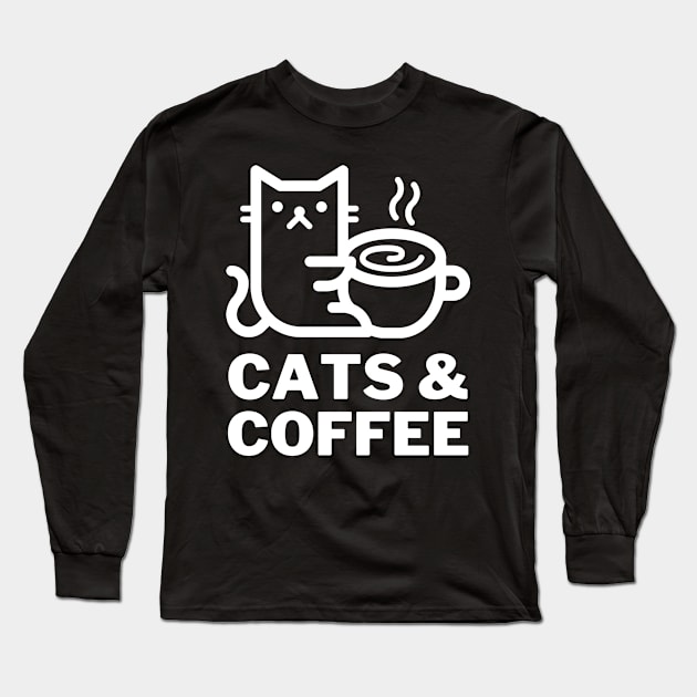 Cats And Coffee Long Sleeve T-Shirt by Adisa_store